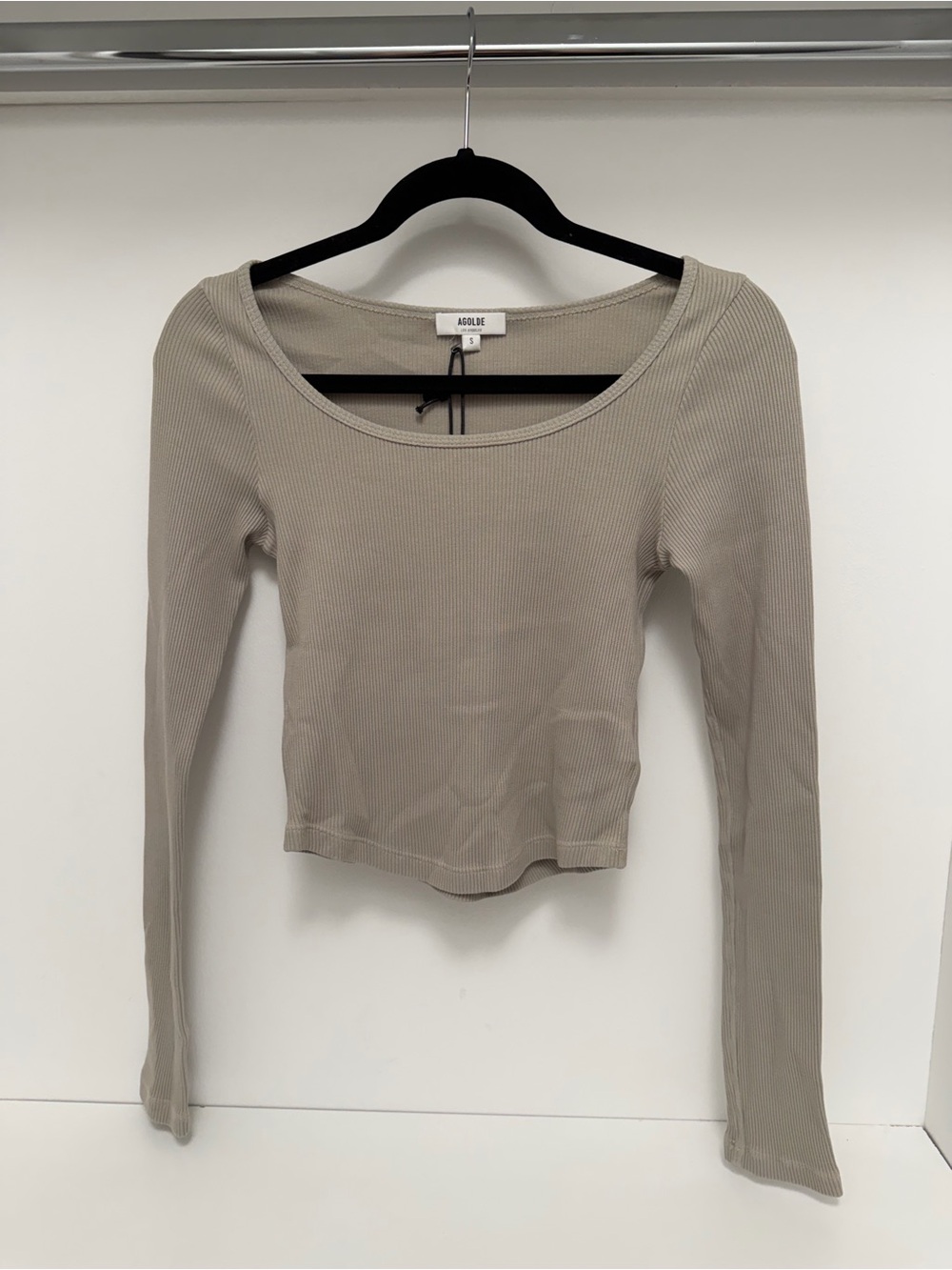 AGOLDE Ribbed Scoop-Neck Long Sleeve Top